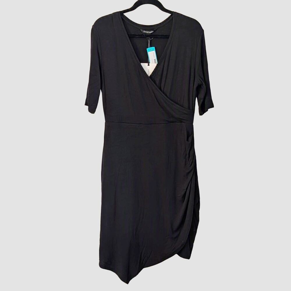NEW 41 Hawthorn Blaise Ribbed Midi Knit Dress Large Modal Faux Wrap